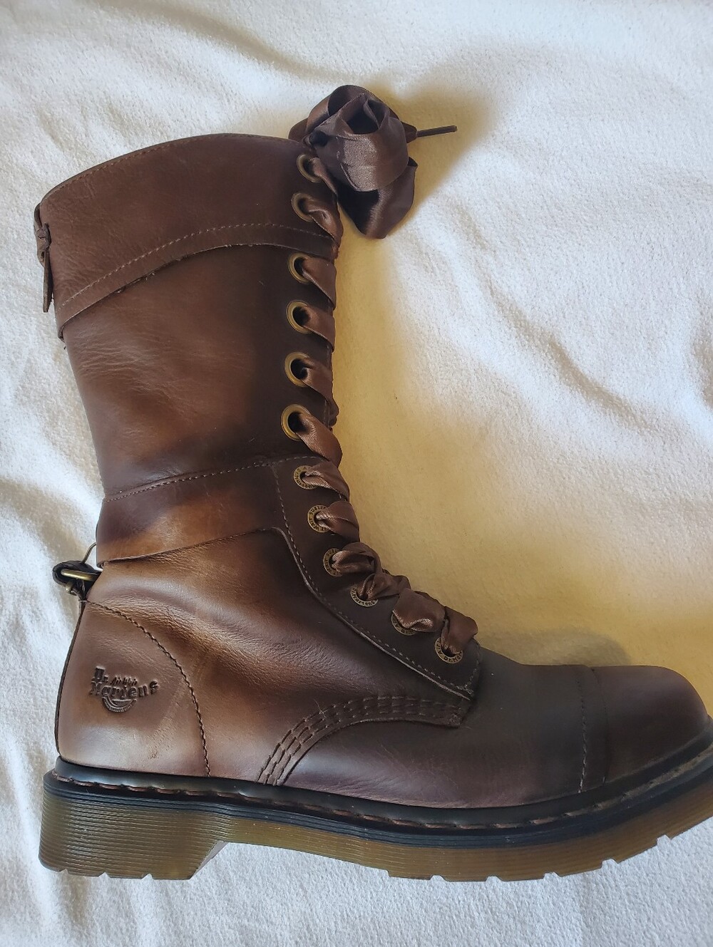 RARE Dr. Martens Triumph 1914 Brown Leather Floral Fold Down Boots - Picture 2 of 8